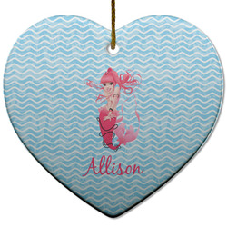 Mermaid Heart Ceramic Ornament w/ Name or Text