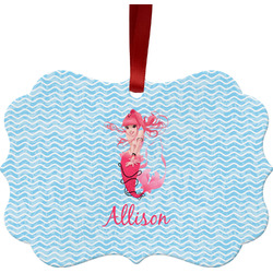Mermaid Metal Frame Ornament - Double Sided w/ Name or Text