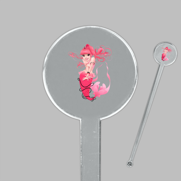 Mermaid Clear Plastic 7" Stir Stick - Round - Closeup