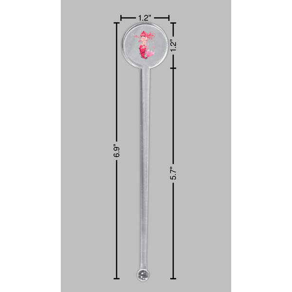 Mermaid Clear Plastic 7" Stir Stick - Round - Dimensions