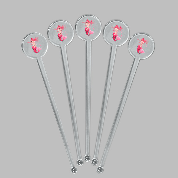 Mermaid Clear Plastic 7" Stir Stick - Round - Fan View