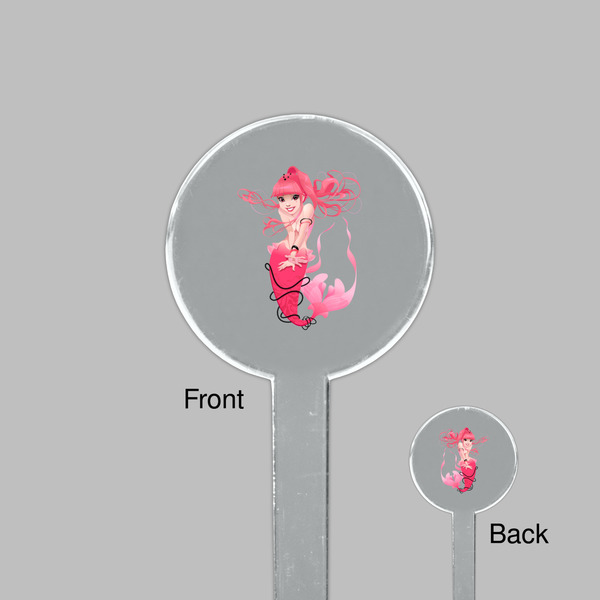 Mermaid Clear Plastic 7" Stir Stick - Round - Front & Back