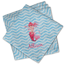 Mermaid Cloth Cocktail Napkins - Set of 4 w/ Name or Text