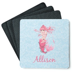 Mermaid Square Rubber Backed Coasters - Set of 4 (Personalized)