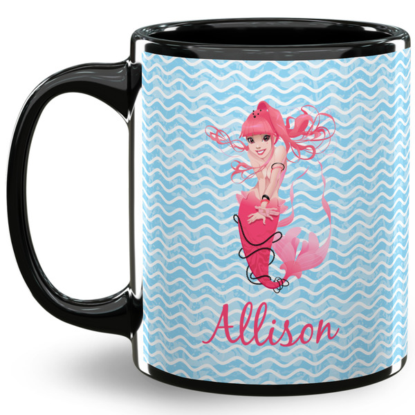 Custom Mermaid 11 Oz Coffee Mug - Black (Personalized)