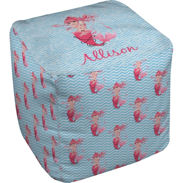 Custom Mermaid Cube Pouf Ottoman - 18" (Personalized)