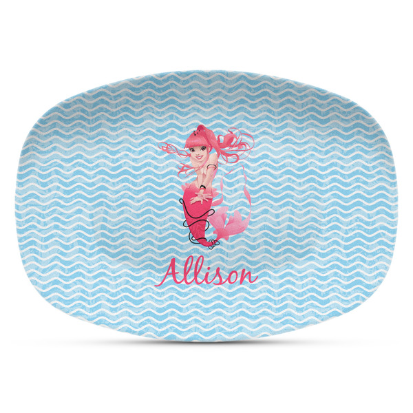 Custom Mermaid Plastic Platter - Microwave & Oven Safe Composite Polymer (Personalized)