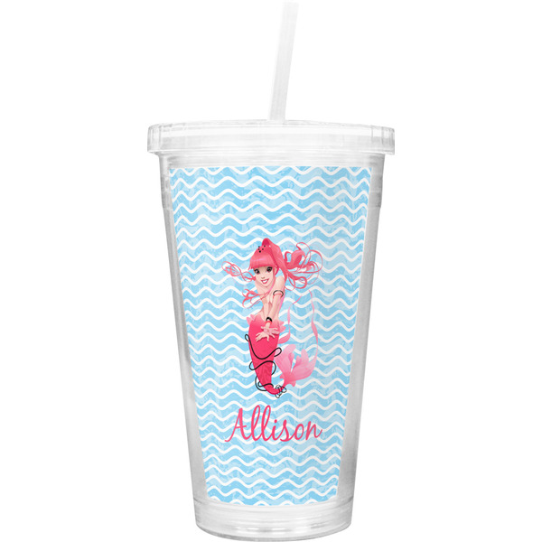 Custom Mermaid Double Wall Tumbler with Straw (Personalized)