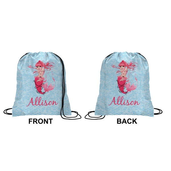 Mermaid Drawstring Backpack Front & Back Small