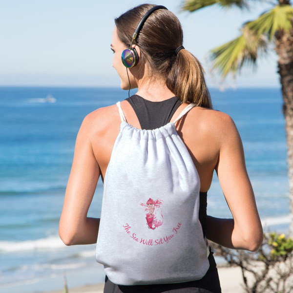 Mermaid Drawstring Backpacks - Sweatshirt Fleece - Single Sided - LIFESTYLE