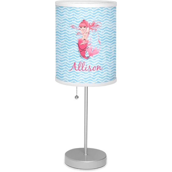 Custom Mermaid 7" Drum Lamp with Shade Linen (Personalized)