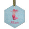Mermaid Frosted Glass Ornament - Hexagon