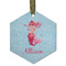 Mermaid Flat Glass Ornament - Hexagon w/ Name or Text
