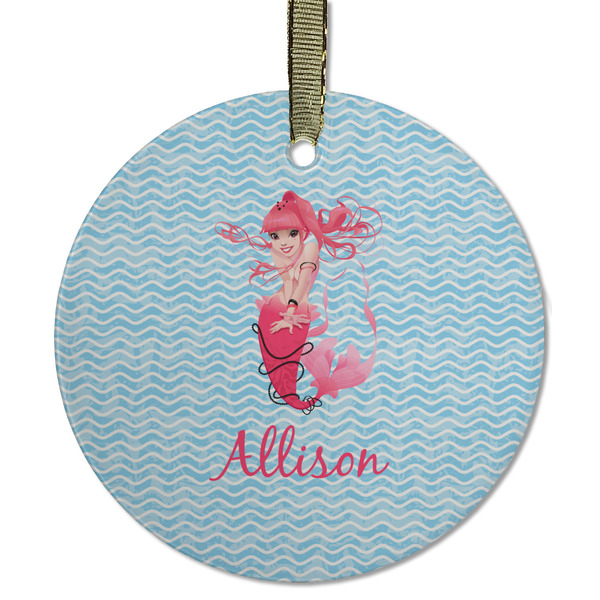 Mermaid Frosted Glass Ornament - Round