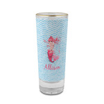 Mermaid 2 oz Shot Glass -  Glass with Gold Rim - Set of 4 (Personalized)