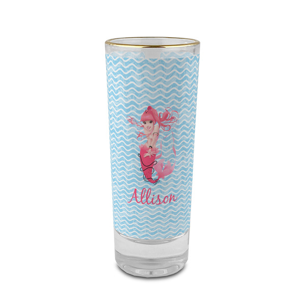 Custom Mermaid 2 oz Shot Glass - Glass with Gold Rim (Personalized)