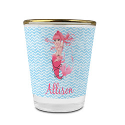Mermaid Glass Shot Glass - 1.5 oz - with Gold Rim - Set of 4 (Personalized)