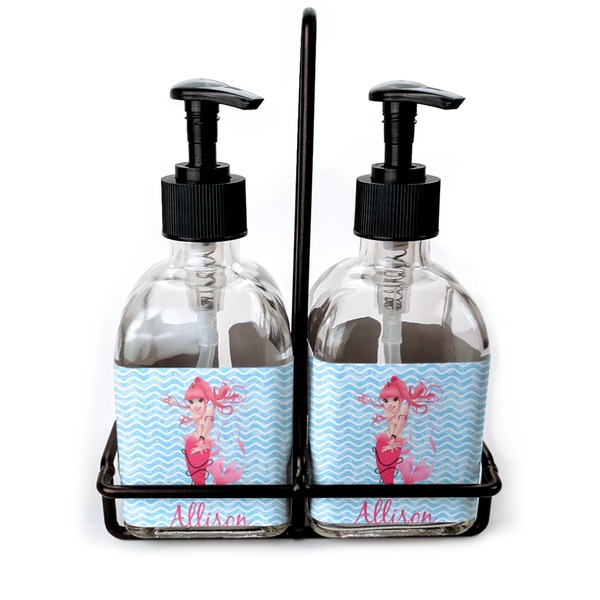 Custom Mermaid Glass Soap & Lotion Bottle Set (Personalized)
