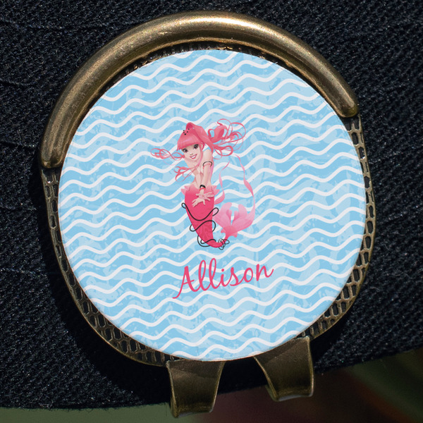 Mermaid Golf Ball Marker Hat Clip - Gold - Close Up