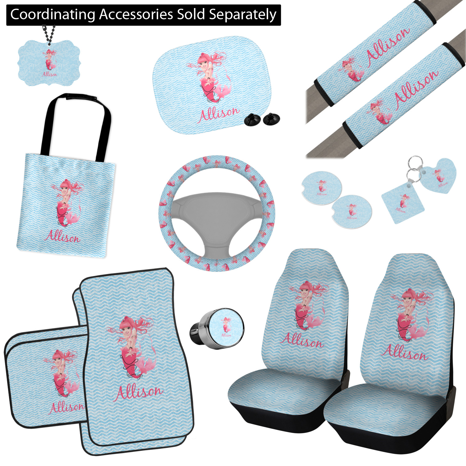 Custom Mermaid Car Seat Covers (Set of Two) (Personalized) YouCustomizeIt