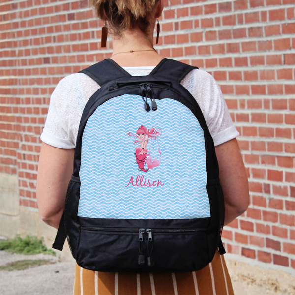 Mermaid Large Backpack - Black - On Back