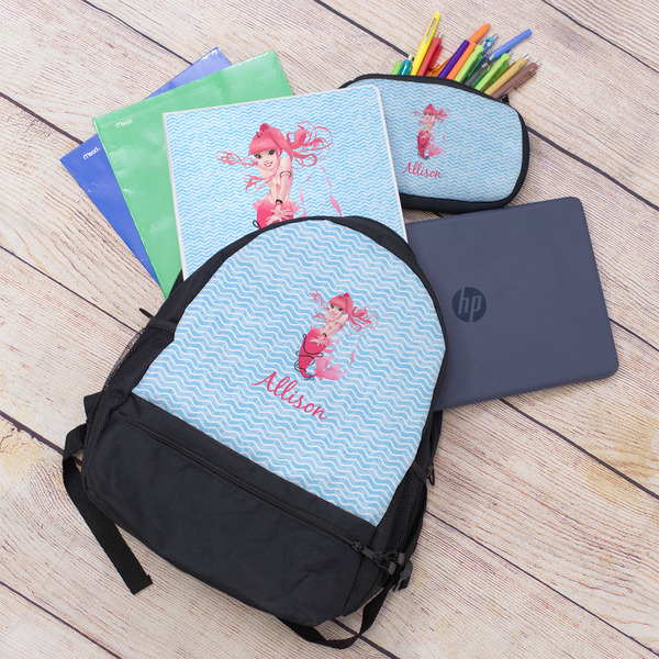 Mermaid Large Backpack - Black - With Stuff