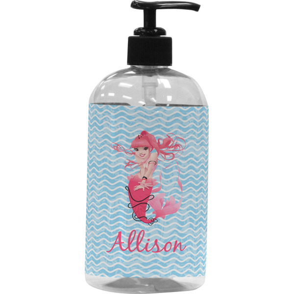 Custom Mermaid Plastic Soap / Lotion Dispenser (16 oz - Large - Black) (Personalized)