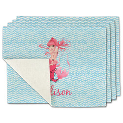 Mermaid Single-Sided Linen Placemat - Set of 4 w/ Name or Text