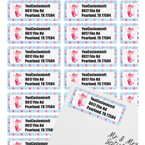 Mermaid Mailing Label on Envelope - Multiple Labels