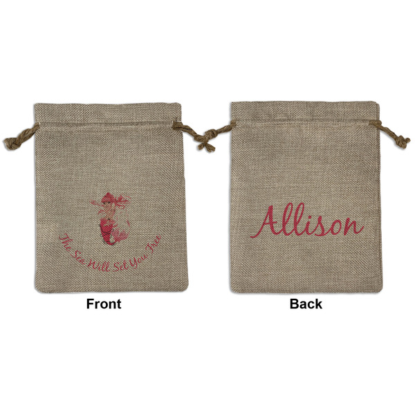 Custom Mermaid Medium Burlap Gift Bag - Front & Back (Personalized)