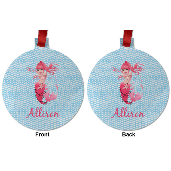 Mermaid Metal Ball Ornament - Front and Back