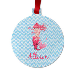 Mermaid Metal Ball Ornament - Double Sided w/ Name or Text