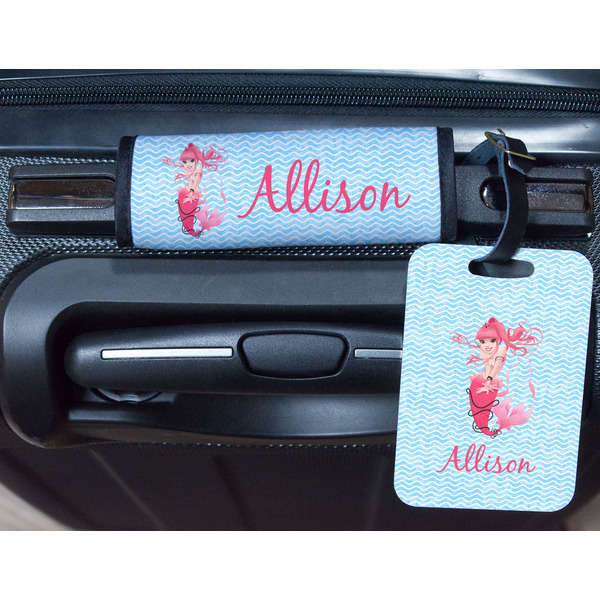 Mermaid Metal Luggage Tag & Handle Wrap - In Context