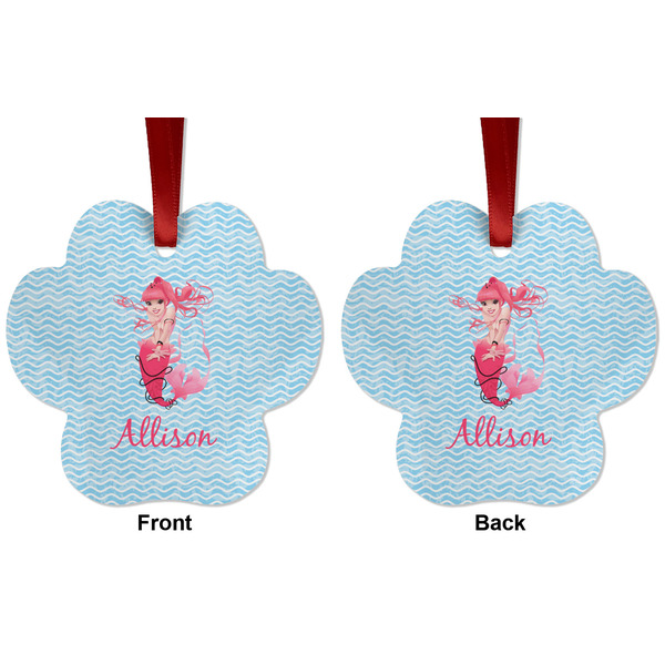 Mermaid Metal Paw Ornament - Front and Back