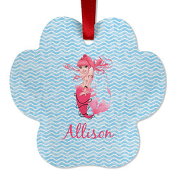 Mermaid Metal Paw Ornament - Double Sided w/ Name or Text