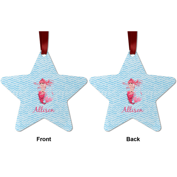 Mermaid Metal Star Ornament - Front and Back