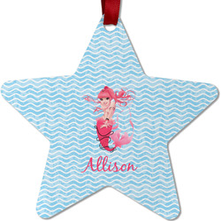 Mermaid Metal Star Ornament - Double Sided w/ Name or Text