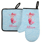 Mermaid Left Oven Mitt & Pot Holder Set w/ Name or Text