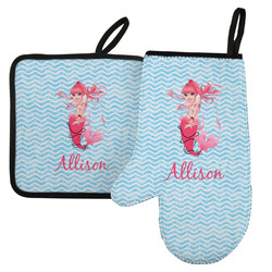 Mermaid Left Oven Mitt & Pot Holder Set w/ Name or Text