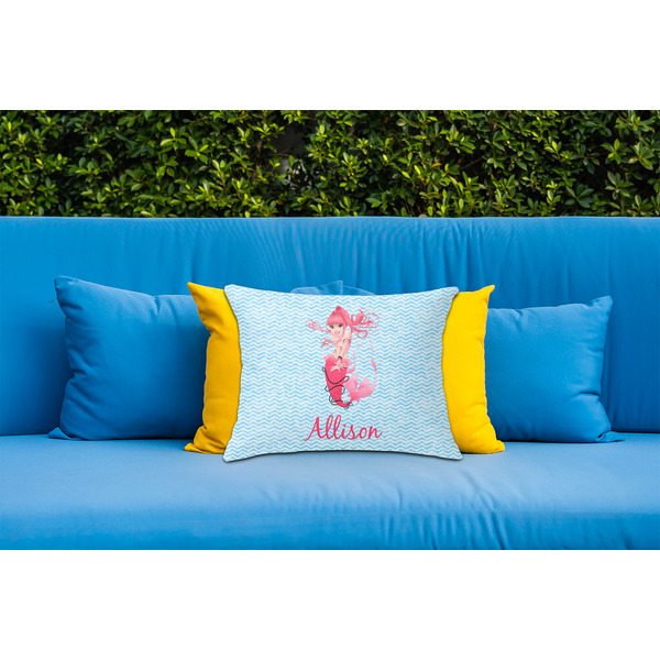 Mermaid Outdoor Throw Pillow  - LIFESTYLE (Rectangular - 20x14)