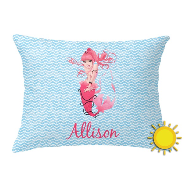 Custom Mermaid Outdoor Throw Pillow (Rectangular) (Personalized)