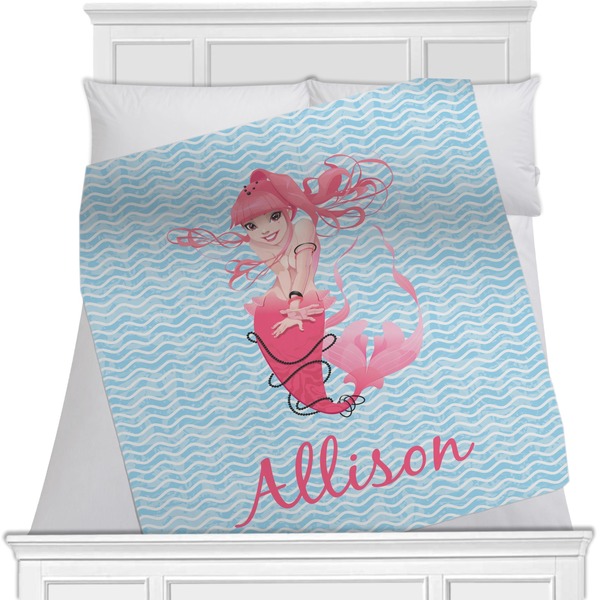 Custom Mermaid Minky Blanket - Toddler / Throw - 60"x50" - Single Sided (Personalized)