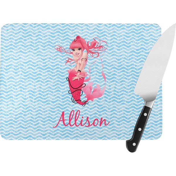 Custom Mermaid Rectangular Glass Cutting Board (Personalized)
