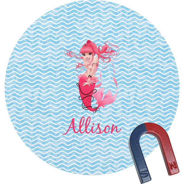 Custom Mermaid Round Fridge Magnet (Personalized)