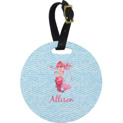 Mermaid Plastic Luggage Tag - Round (Personalized)