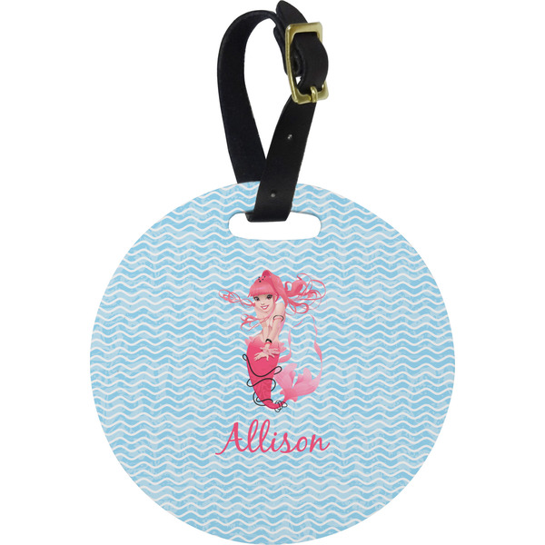 Custom Mermaid Plastic Luggage Tag - Round (Personalized)