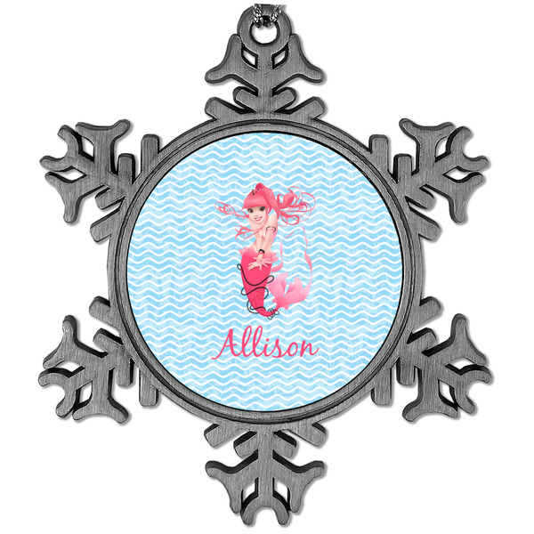 Custom Mermaid Vintage Snowflake Ornament (Personalized)
