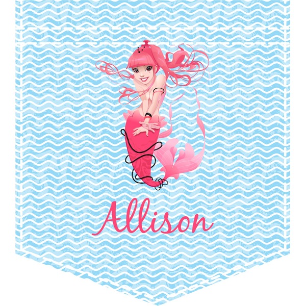 Custom Mermaid Iron On Faux Pocket (Personalized)