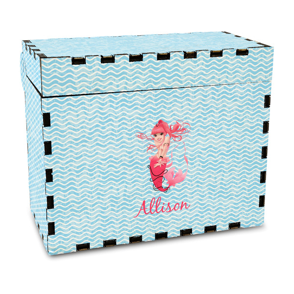 Custom Mermaid Wood Recipe Box - Full Color Print (Personalized)