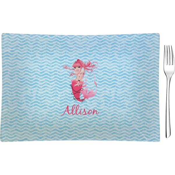 Custom Mermaid Rectangular Glass Appetizer / Dessert Plate - Single or Set (Personalized)